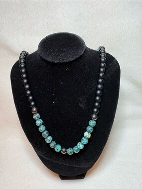 Turquoise & Onyx Women's Necklace - Elegant Gemstone Necklace